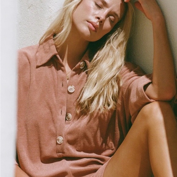 Sabo Skirt Milena Cotton Playsuit Romper in Rust / Clay, Size 8 US (L/12 AUS) - Picture 2 of 7